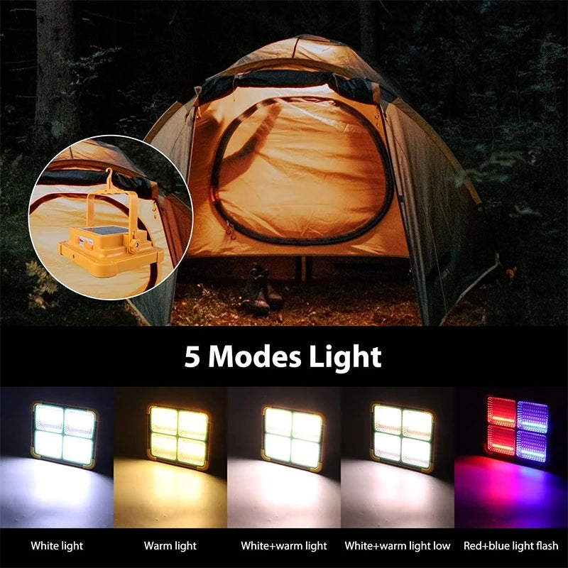 Solar Light Outdoor Waterproof Emergency Light Rechargeable Flashlight LED Flood Camping Light