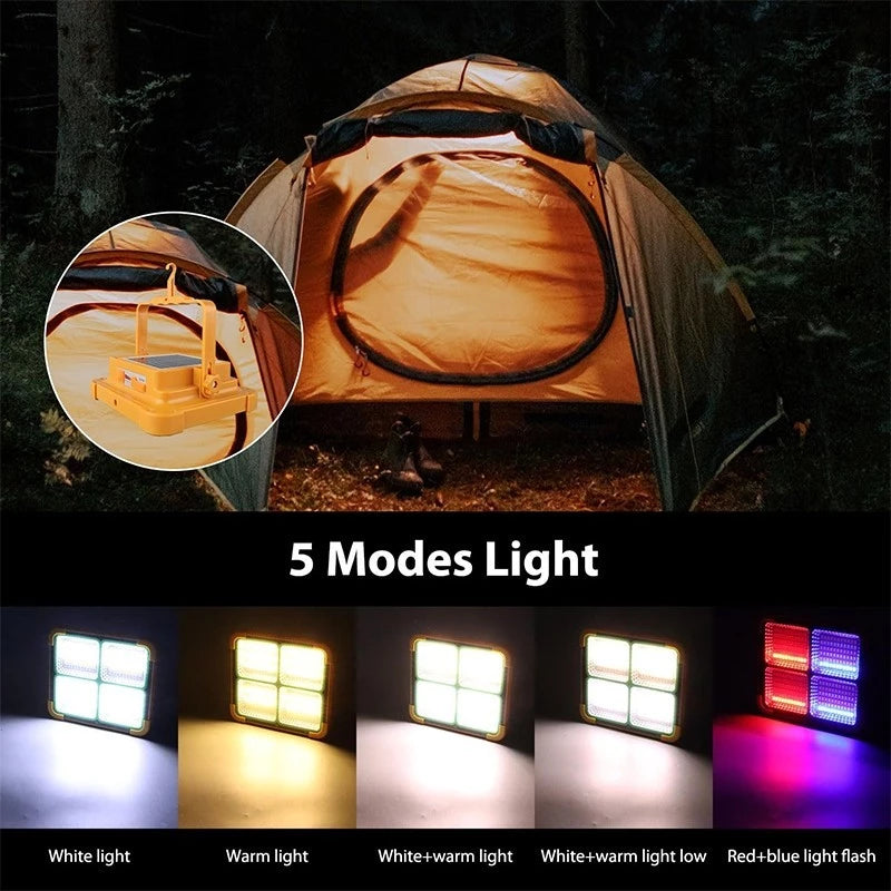 Solar Light Outdoor Waterproof Emergency Light Rechargeable Flashlight LED Flood Camping Light