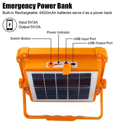 Solar Light Outdoor Waterproof Emergency Light Rechargeable Flashlight LED Flood Camping Light