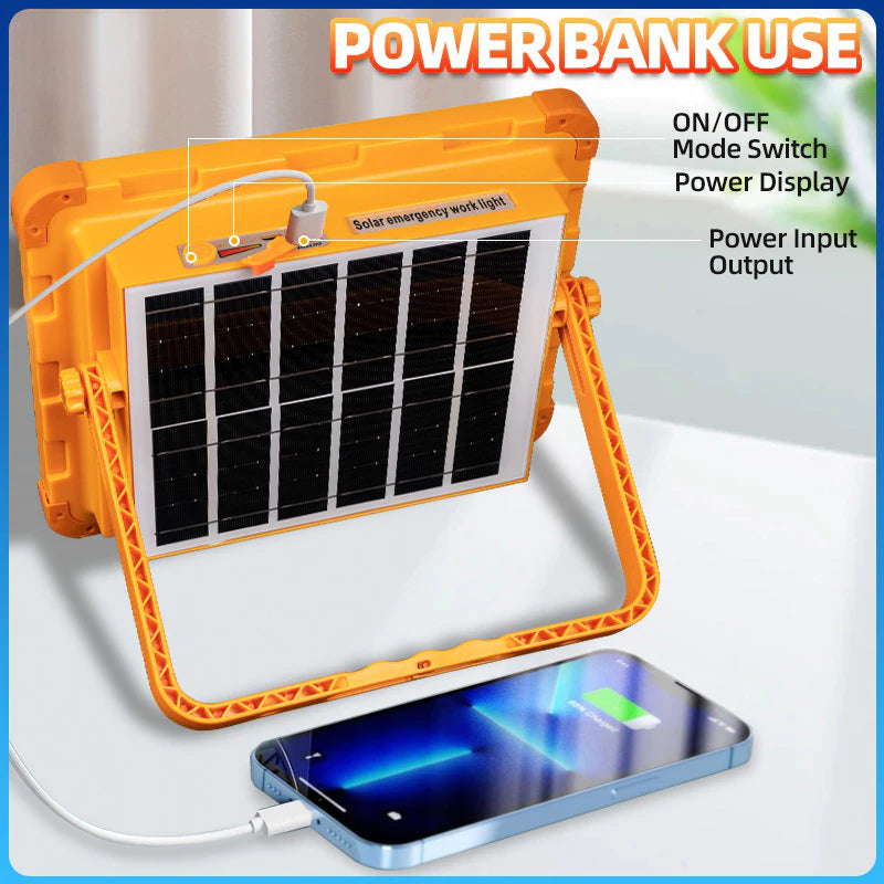 Solar Light Outdoor Waterproof Emergency Light Rechargeable Flashlight LED Flood Camping Light