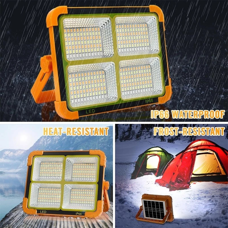 Solar Light Outdoor Waterproof Emergency Light Rechargeable Flashlight LED Flood Camping Light